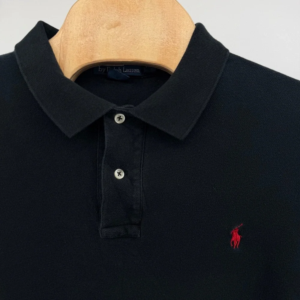 Polo Ralph Lauren Long Sleeve Collared Polo Shirt Mens XL Black Embroidered Pony